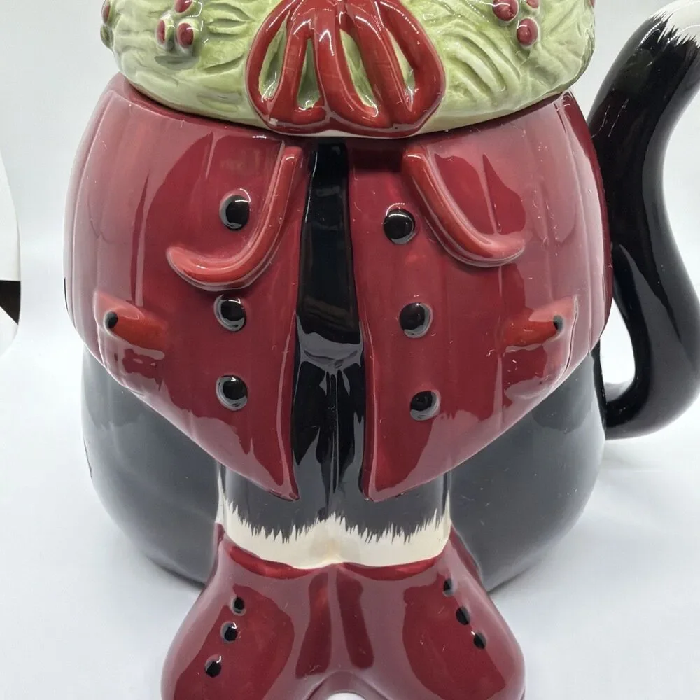 Sakura Fiddlestix Cozy Cat Holiday  Cookie Jar Earthenware Pre-owned
